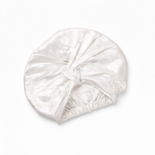 Premium Silver Ion Silk Hair Bonnet - White