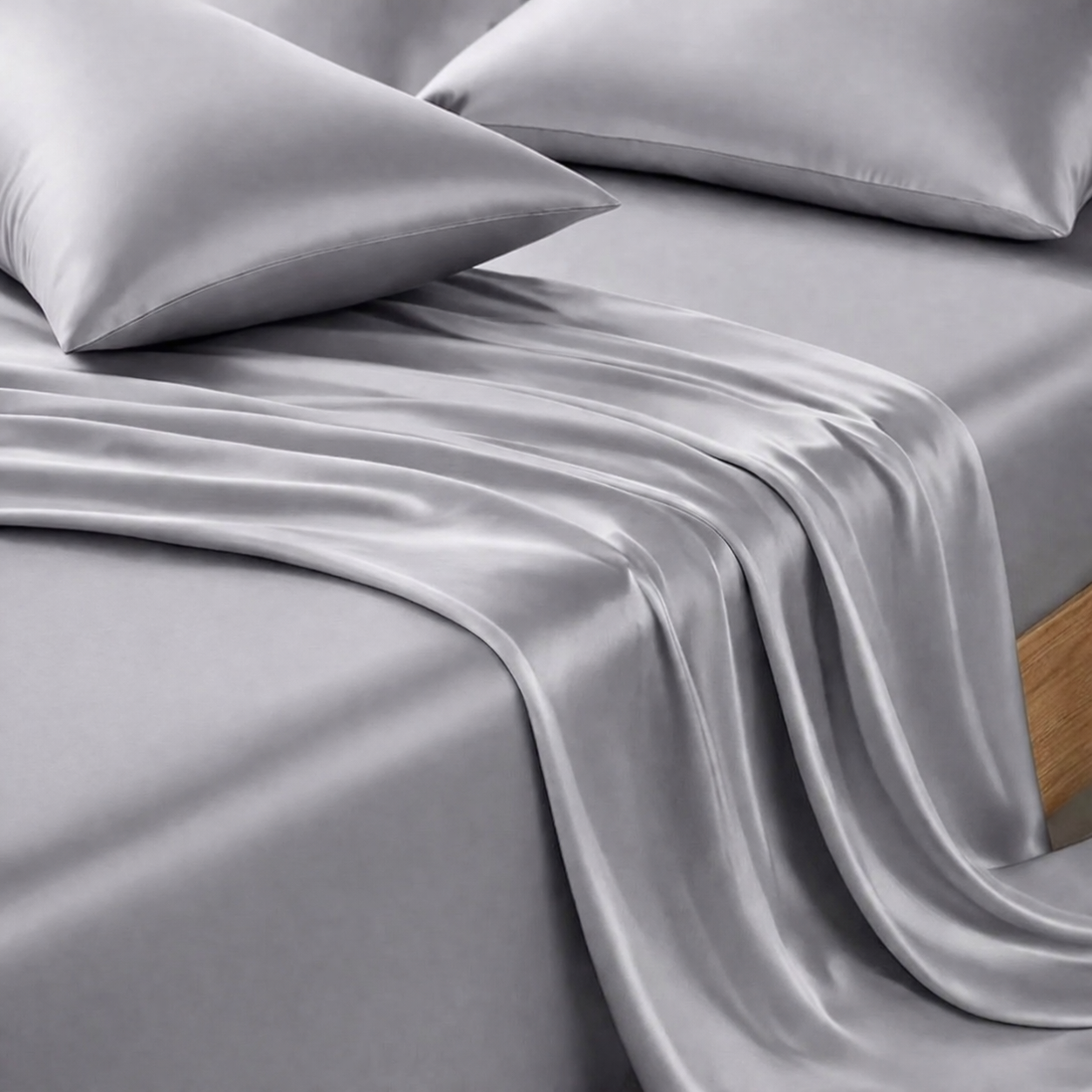 Premium Silver Ion Silk Bed Sheet - Silver