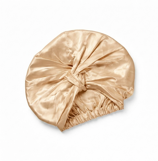 Premium Silver Ion Silk Hair Bonnet - Champagne
