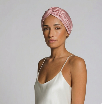 Premium Silver Ion Silk Hair Bonnet - Pink