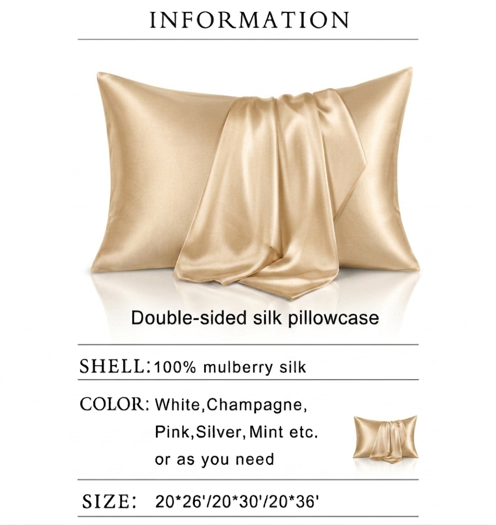 King Size Anti-Acne Silk Pillowcase - Champagne