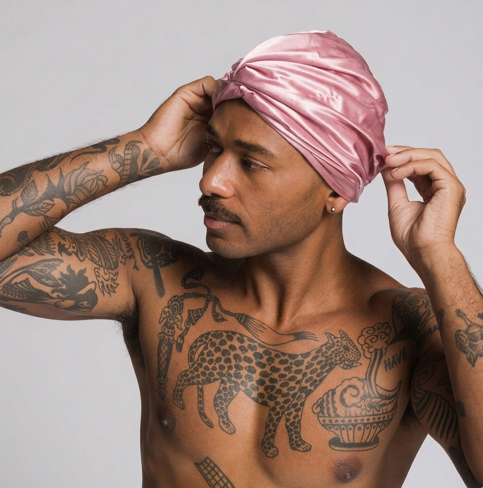 Premium Silver Ion Silk Hair Bonnet - Pink