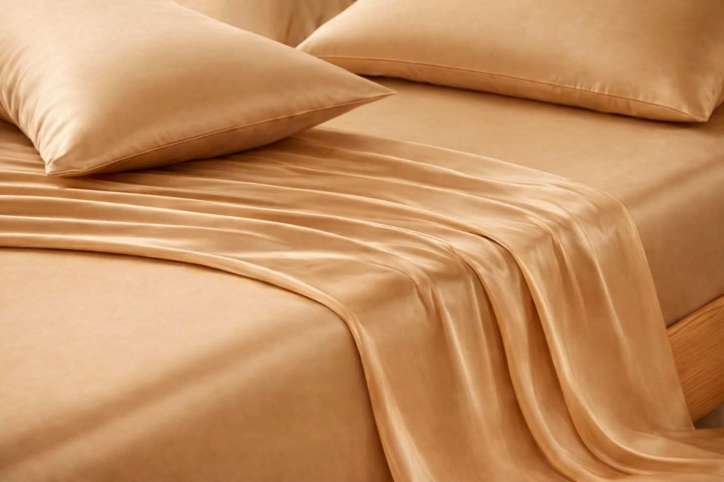 Premium Silver Ion Silk Bed Sheet - Champagne