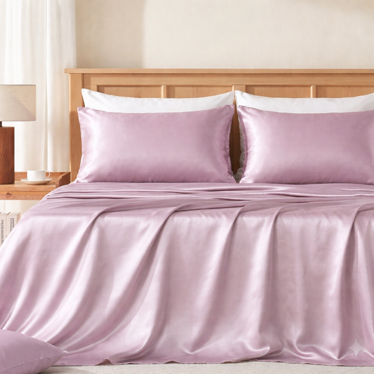 Premium Silver Ion Silk Bed Sheet - Pink