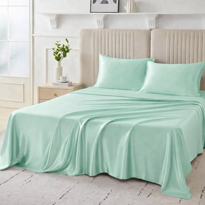 Premium Silver Ion Silk Bed Sheet - Mint
