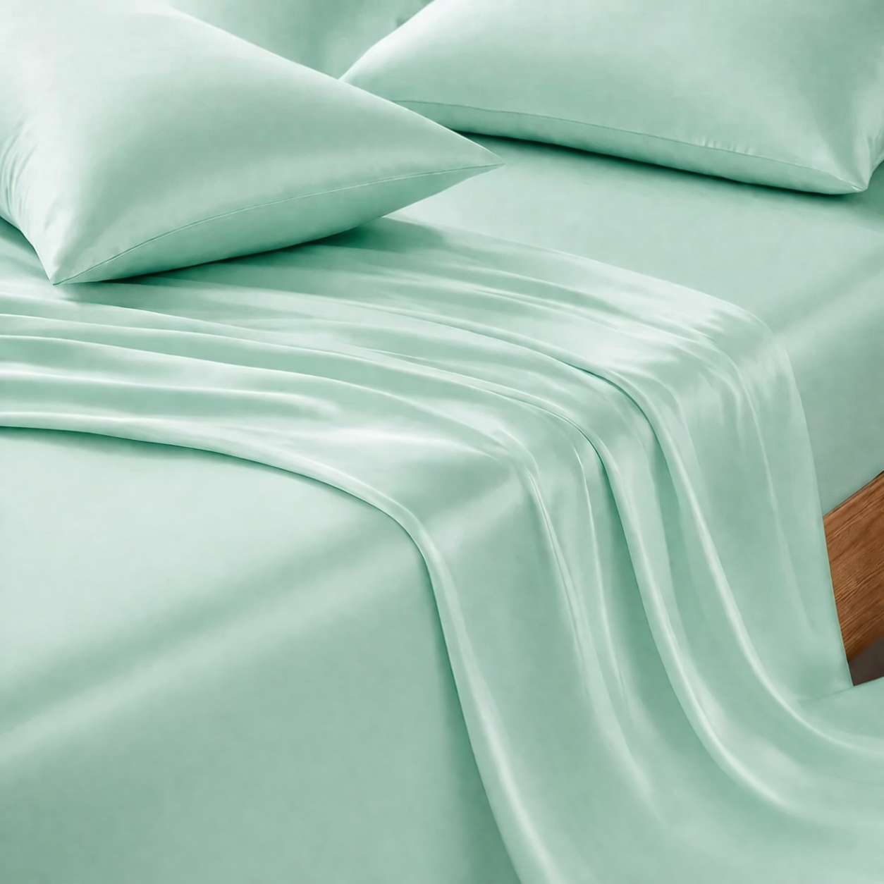 Premium Silver Ion Silk Bed Sheet - Mint