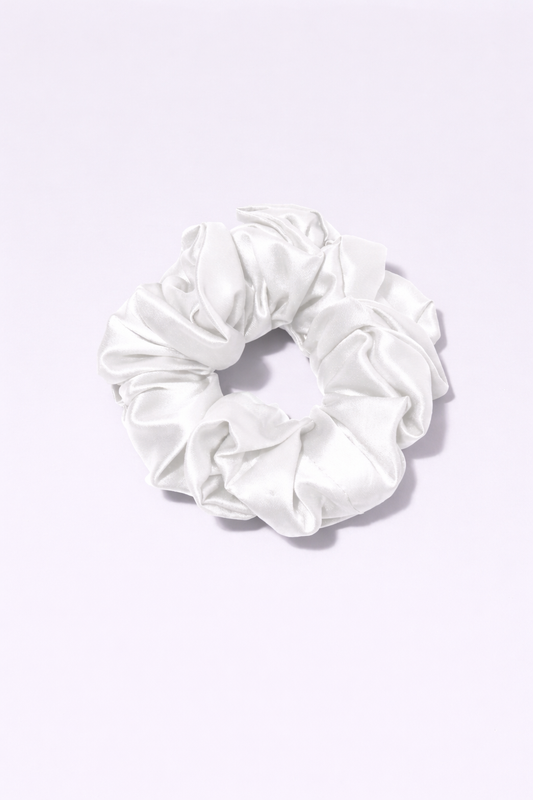 Premium Silk Scrunchie - White
