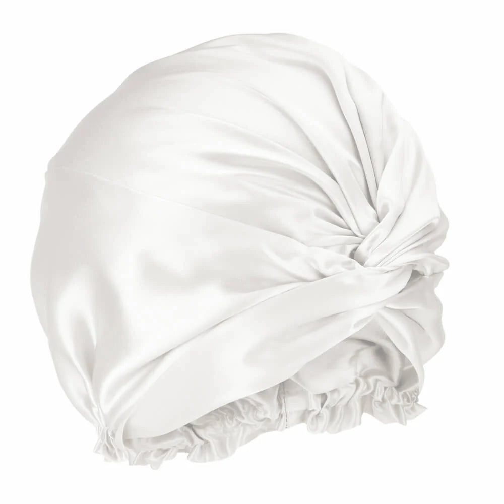 Premium Silver Ion Silk Hair Bonnet - White